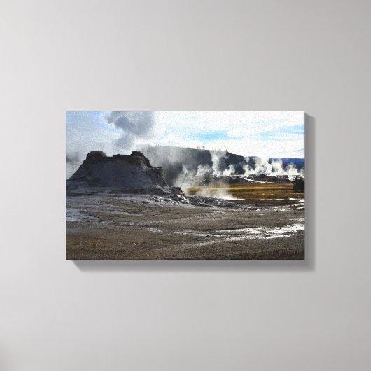 Castle Geyser en Upper Geyser Basin, geelsteen Canvas Afdruk (Voorkant)