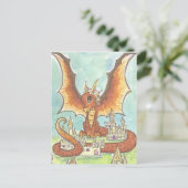 Castle Guard schattige Cartoon Dragon Fantasy Art Briefkaart (Staand voorkant)