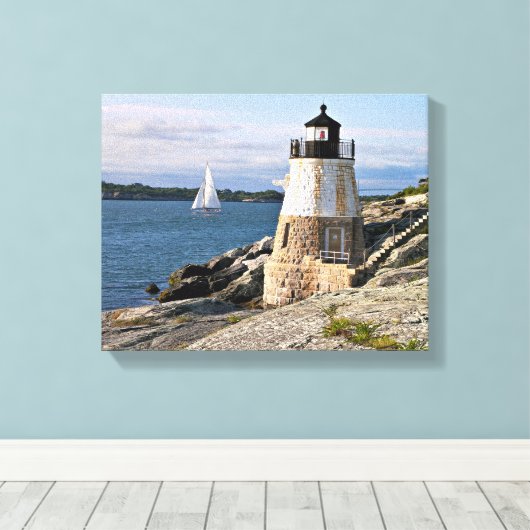 Castle Hill Lighthouse, Rhode Island Canvas Afdruk (Insitu (Houten vloer))