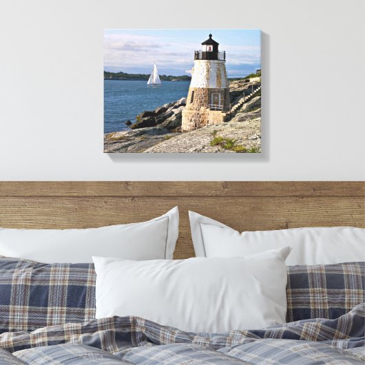 Castle Hill Lighthouse, Rhode Island Canvas Afdruk (Insitu (Slaapkamer))