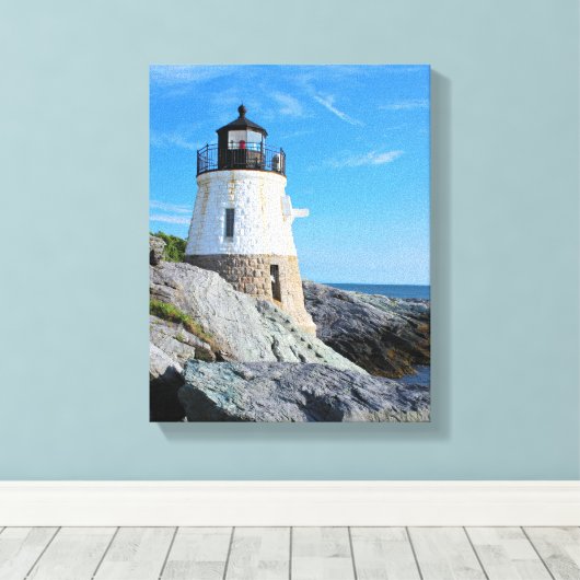 Castle Hill Lighthouse, Rhode Island Canvas Afdruk (Insitu (Houten vloer))