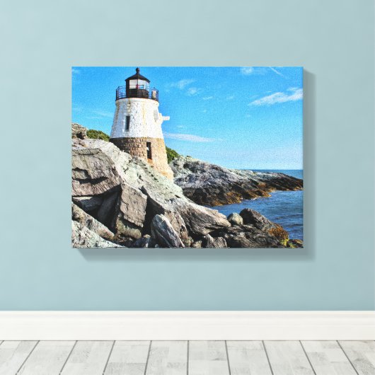 Castle Hill Lighthouse, Rhode Island Canvas Afdruk (Insitu (Houten vloer))