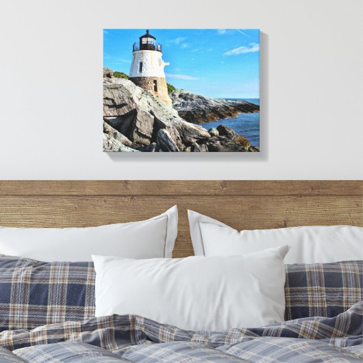 Castle Hill Lighthouse, Rhode Island Canvas Afdruk (Insitu (Slaapkamer))