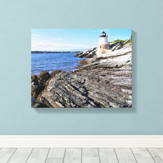 Castle Hill Lighthouse, Rhode Island Canvas Afdruk (Insitu (Houten vloer))