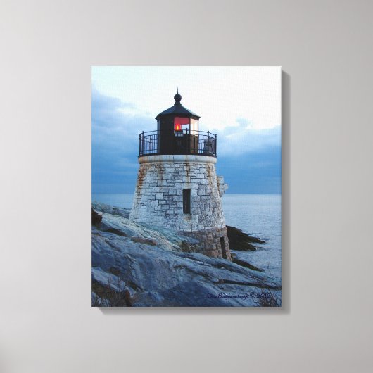 Castle Hill vuurtoren- Newport, RI canvas Afdruk (Voorkant)
