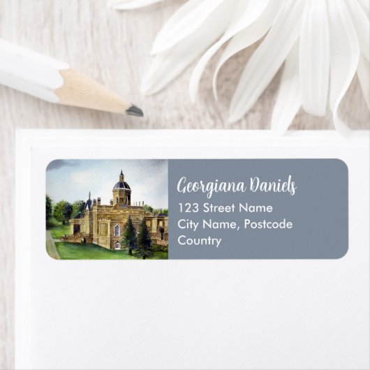 Castle Howard North Yorkshire Waterverf Painting Etiket (Insitu)