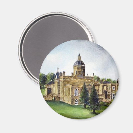 Castle Howard North Yorkshire Waterverf Painting Magneet (Voorkant / Achterkant)