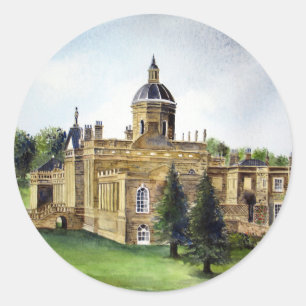 Castle Howard North Yorkshire Waterverf Painting Ronde Sticker