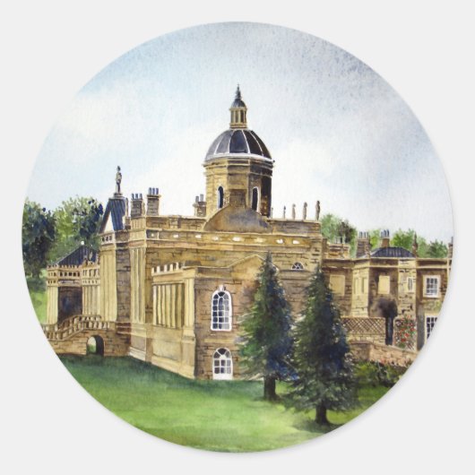 Castle Howard North Yorkshire Waterverf Painting Ronde Sticker (Voorkant)