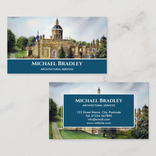 Castle Howard York Waterverf Landschap Visitekaartje (Voorkant / Achterkant)