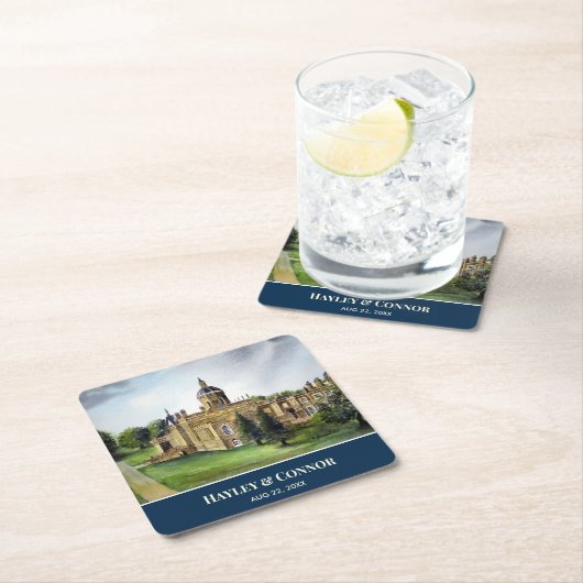 Castle Howard York Waterverf schilderen Kartonnen Onderzetters (Insitu)