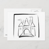 Castle Illustration met Drawbridge Briefkaart (Voorkant / Achterkant)