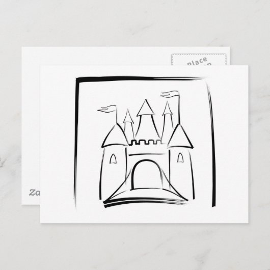 Castle Illustration met Drawbridge Briefkaart (Voorkant / Achterkant)