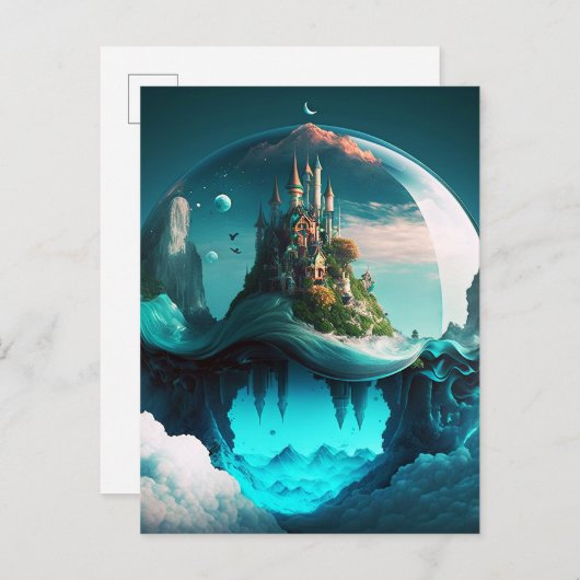 Castle in Crystal Ball Briefkaart (Voorkant / Achterkant)