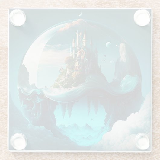Castle in Crystal Ball Glazen Onderzetter (Achterkant)