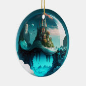 Castle in Crystal Ball Keramisch Ornament (Rechts)