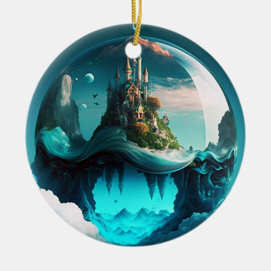 Castle in Crystal Ball Keramisch Ornament (Voorkant)