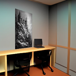 Castle in de berg, met sneeuw | AI Art Poster