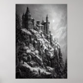 Castle in de berg, met sneeuw | AI Art Poster (Voorkant)