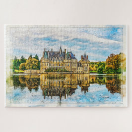 Castle in de herfst. Frankrijk. Legpuzzel