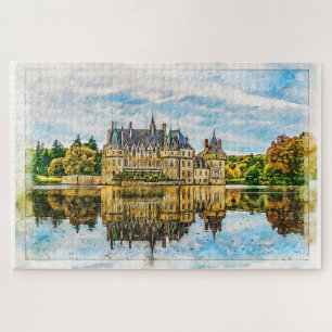 Castle in de herfst. Frankrijk. Legpuzzel