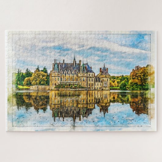 Castle in de herfst. Frankrijk. Legpuzzel (Horizontaal)