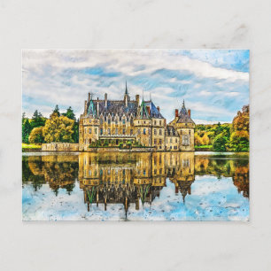 Castle in de reflectie van het najaar briefkaart