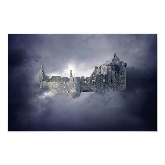 Castle in de Sky Foto Afdruk (Voorkant)