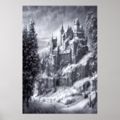 Castle in de sneeuwberg | AI Art Poster (Voorkant)