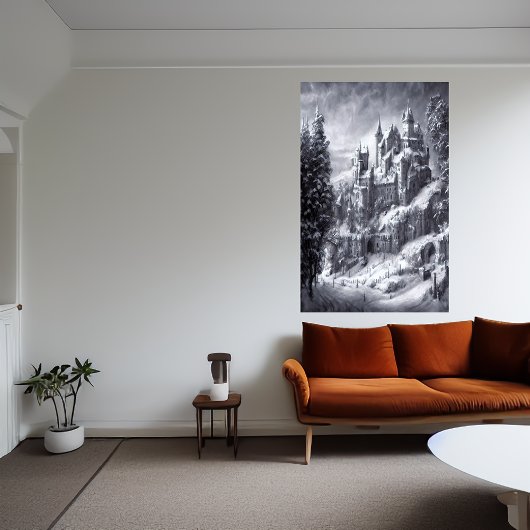 Castle in de sneeuwberg | AI Art Poster