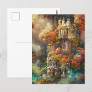 Castle in Forest, Fantasy Oerwoud, Herfst Briefkaa Briefkaart