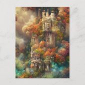 Castle in Forest, Fantasy Oerwoud, Herfst Briefkaa Briefkaart (Voorkant)