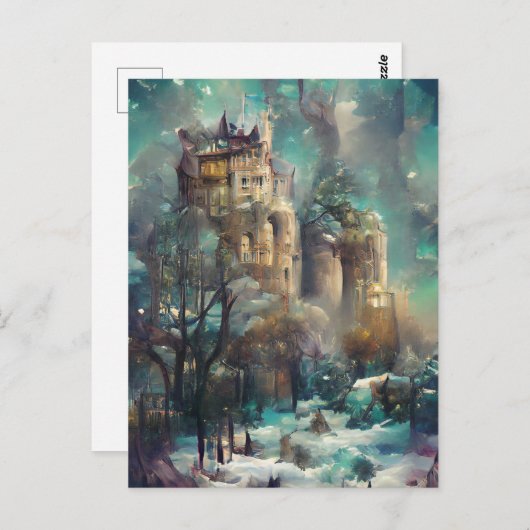Castle in Forest, Fantasy Oerwoud, Magic Castle Briefkaart (Voorkant / Achterkant)