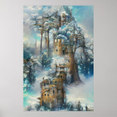 Castle in Forest, Fantasy Oerwoud, Magic Castle Poster (Voorkant)