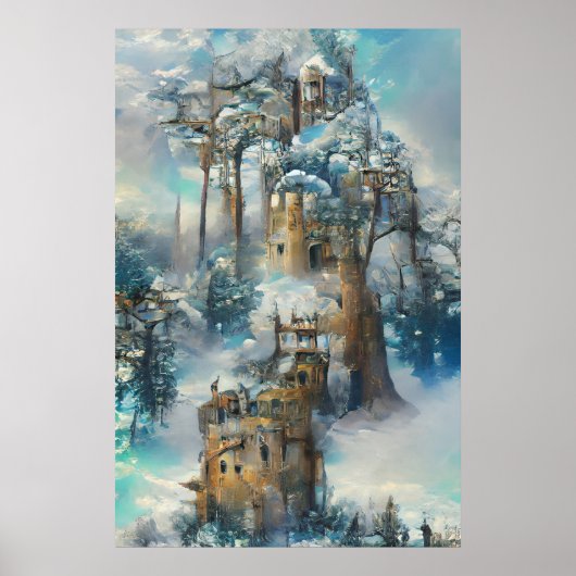 Castle in Forest, Fantasy Oerwoud, Magic Castle Poster (Voorkant)