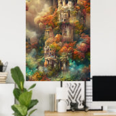 Castle in Forest, Fantasy Oerwoud, Magic Castle Poster (Thuiskantoor)