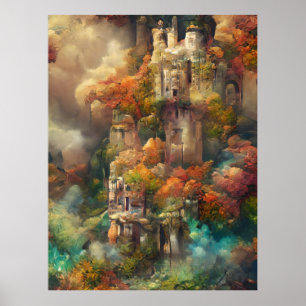 Castle in Forest, Fantasy Oerwoud, Magic Castle Poster