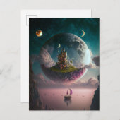 Castle in het Briefkaart Moon Fantasy Art (Voorkant / Achterkant)