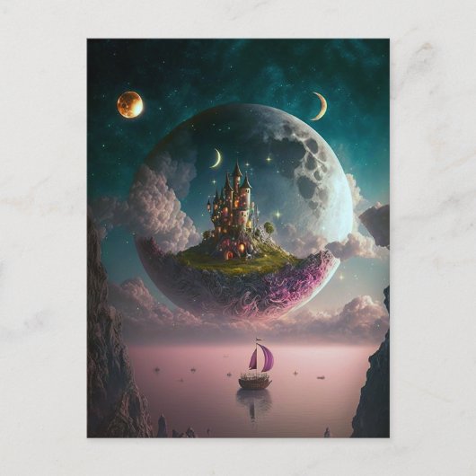 Castle in het Briefkaart Moon Fantasy Art (Voorkant)