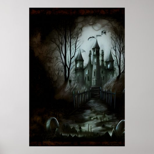 Castle in het donkere bos | AI Art Poster (Voorkant)