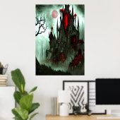 Castle in het horrorwoud | AI Art Poster (Thuiskantoor)