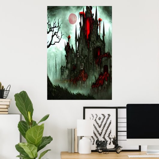 Castle in het horrorwoud | AI Art Poster (Thuiskantoor)