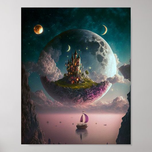 Castle in het Poster Moon Fantasy Art (Voorkant)