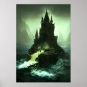 Castle in het stormachtige zee | AI Art Poster (Voorkant)