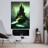 Castle in het stormachtige zee | AI Art Poster