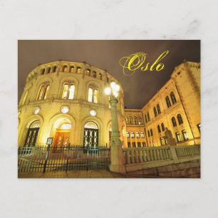 Castle in Oslo, Noorwegen 's nachts Briefkaart