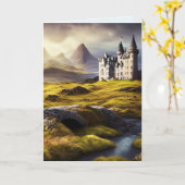 CASTLE IN SCOTLAND ART BIRTHDAY CARDS KAART (Gele Bloem)