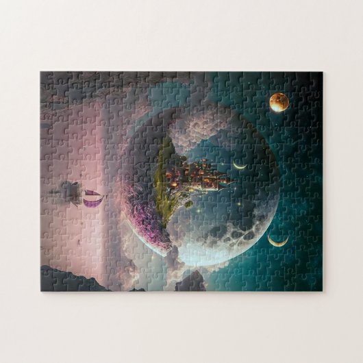 Castle in the Moon Fantasy Art Jigzaag Puzzle Legpuzzel (Horizontaal)