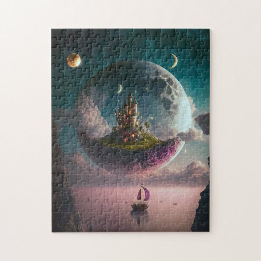 Castle in the Moon Fantasy Art Jigzaag Puzzle Legpuzzel (Verticaal)