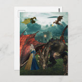 Castle, koningin Dragons Wyvern Fire Breathing Briefkaart (Voorkant / Achterkant)